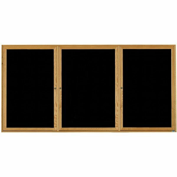 Aarco WBC3624R 36in x 24in Enclosed Hinged Locking 1 Door Bulletin Board with Walnut Finish 116WBC3624R